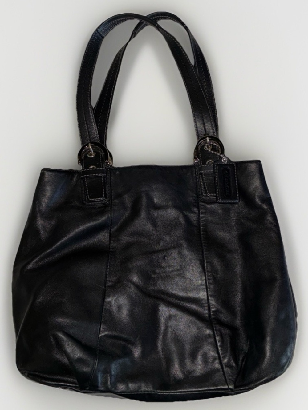 COACH Soho North South Soft Black Leather Tote Shoulder Bag-F17216 Great Quality